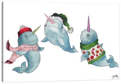 Christmas Narwhals Canvas Art Print - Narwhal Art