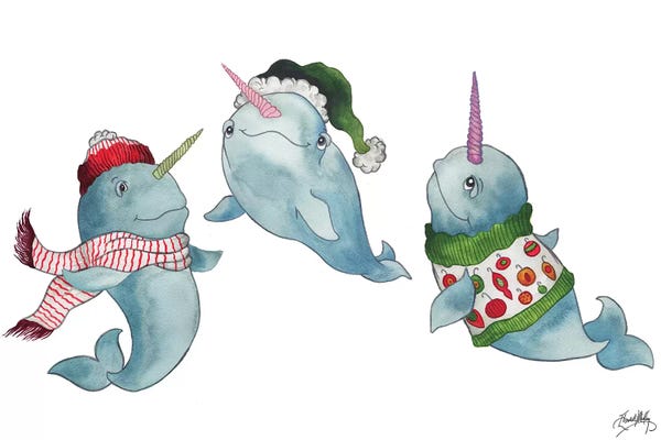 Coastal Christmas: Christmas Narwhals by Elizabeth Medley