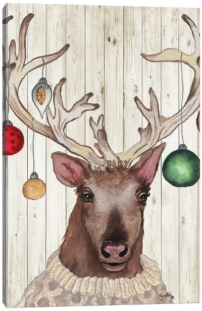 Christmas Reindeer II Canvas Art Print - Christmas Animal Art