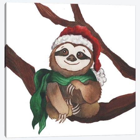 Christmas Sloth I Canvas Print #EME200} by Elizabeth Medley Art Print