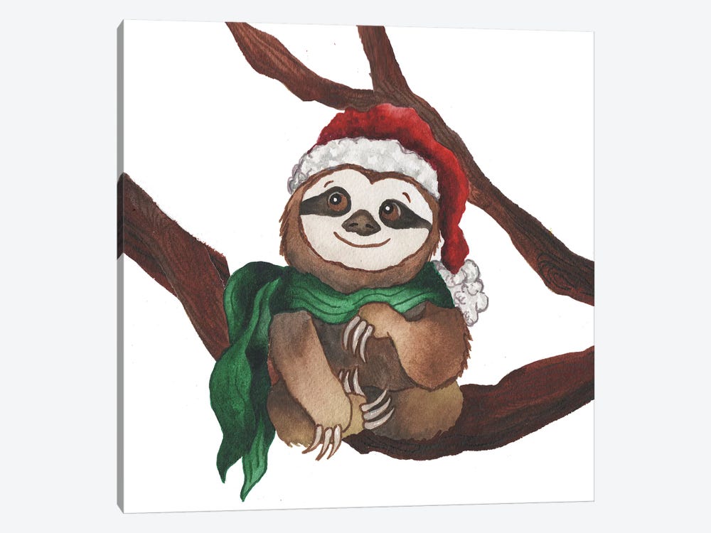 Christmas Sloth I by Elizabeth Medley 1-piece Canvas Print