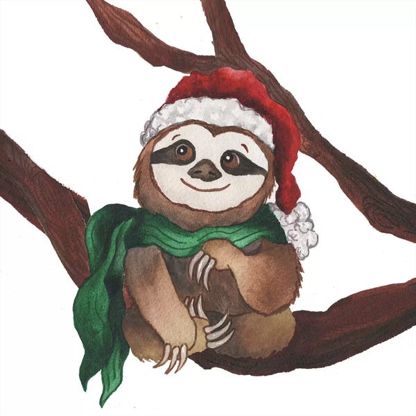Christmas Animals: Christmas Sloth I by Elizabeth Medley