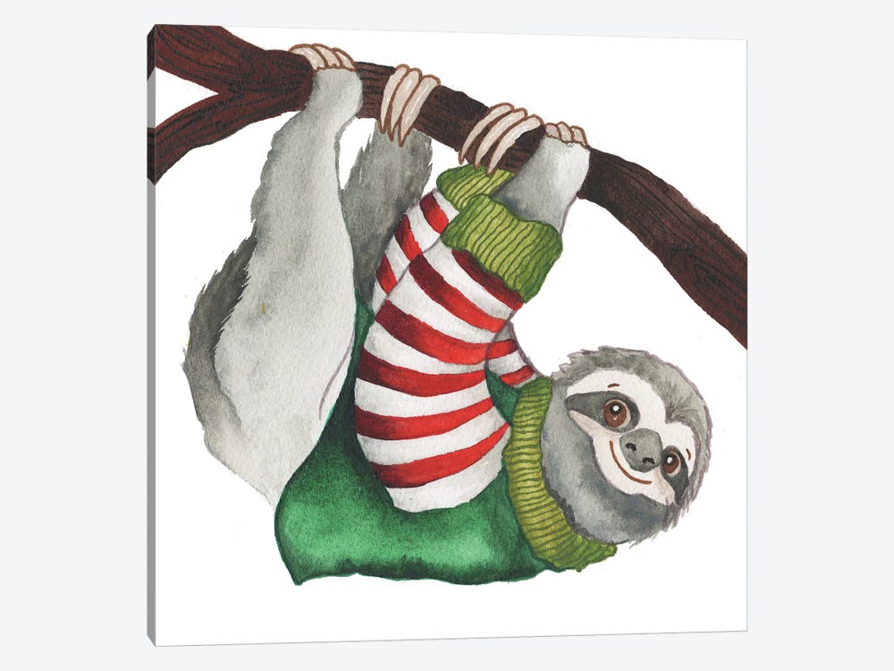 Christmas Sloth II by Elizabeth Medley 1-piece Canvas Artwork