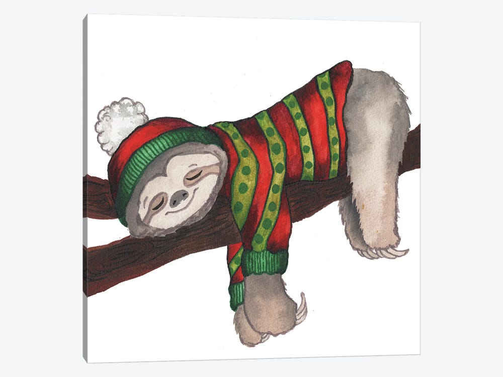 Christmas Sloth III by Elizabeth Medley 1-piece Canvas Art Print
