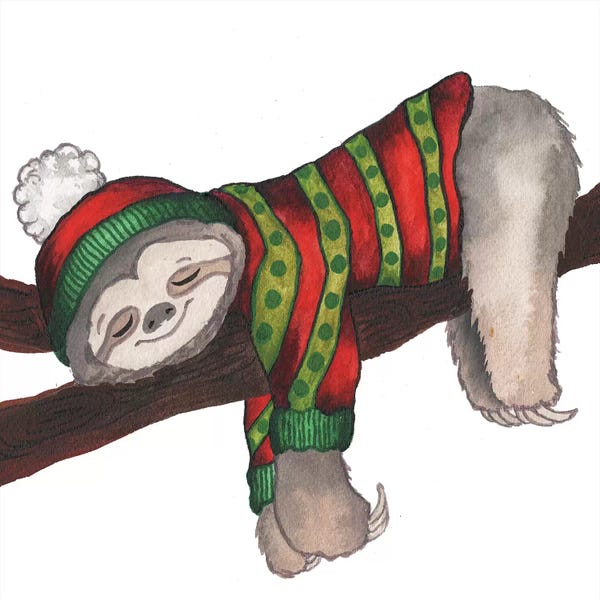 Christmas Animals: Christmas Sloth III by Elizabeth Medley