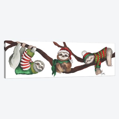 Christmas Sloths Canvas Print #EME203} by Elizabeth Medley Canvas Art Print