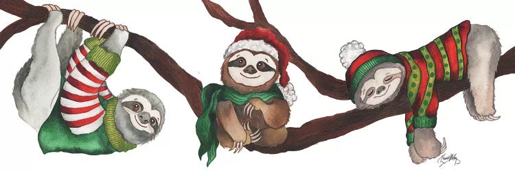 Christmas Sloths by Elizabeth Medley wall art