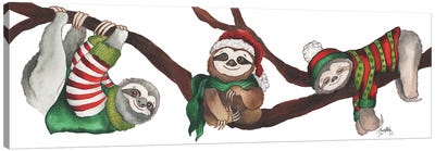 Christmas Sloths Canvas Art Print - Sloth Art