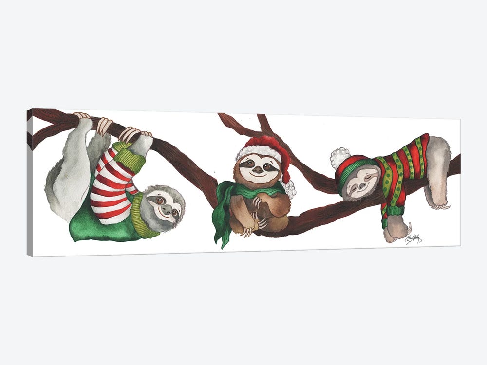 Christmas Sloths by Elizabeth Medley 1-piece Canvas Wall Art