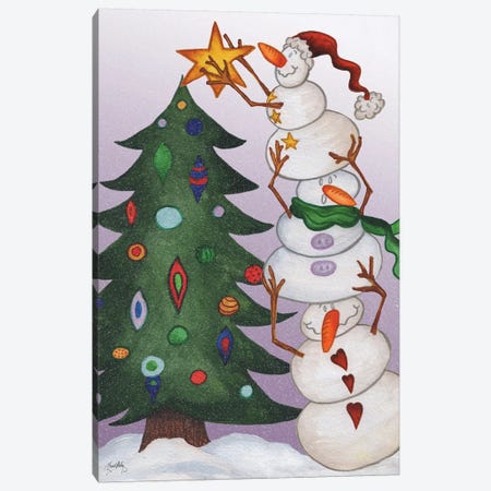 Decorating Snowmen Canvas Print #EME204} by Elizabeth Medley Canvas Art