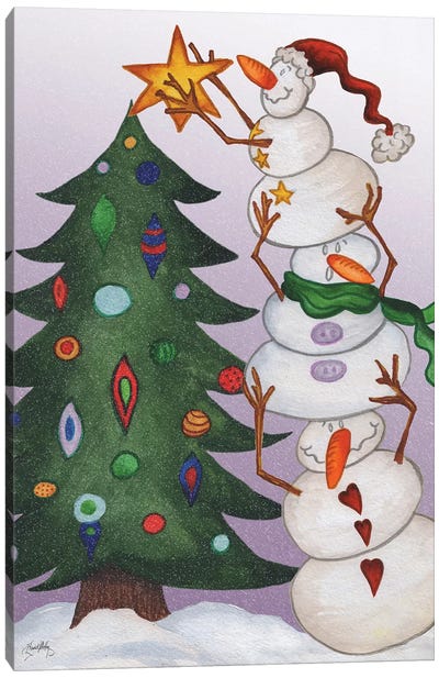 Decorating Snowmen Canvas Art Print - Elizabeth Medley