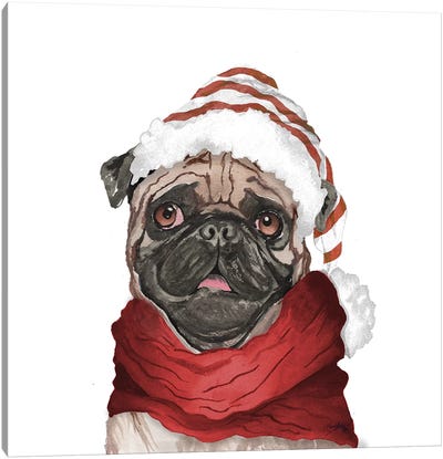 Holiday Pug Canvas Art Print - Elizabeth Medley