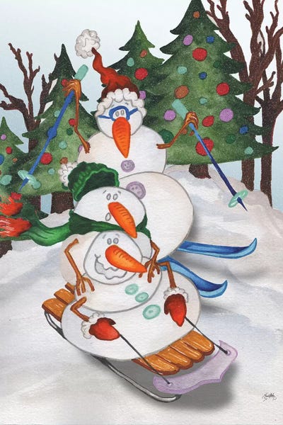 Elizabeth Medley: Sledding Snowmen by Elizabeth Medley