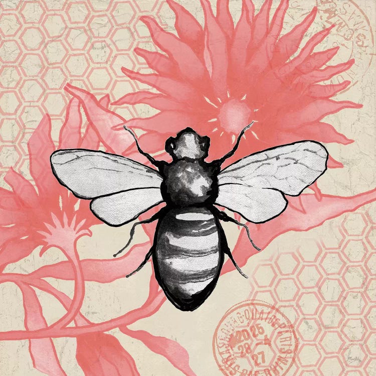 Bee On Pink Flower Square