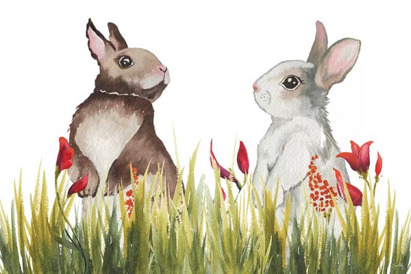 Elizabeth Medley: Bunnies Among The Flowers I by Elizabeth Medley