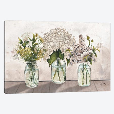 Jars Of Wildflowers Canvas Print #EME215} by Elizabeth Medley Art Print