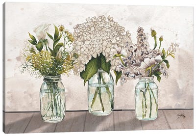 Jars Of Wildflowers Canvas Art Print - Elizabeth Medley