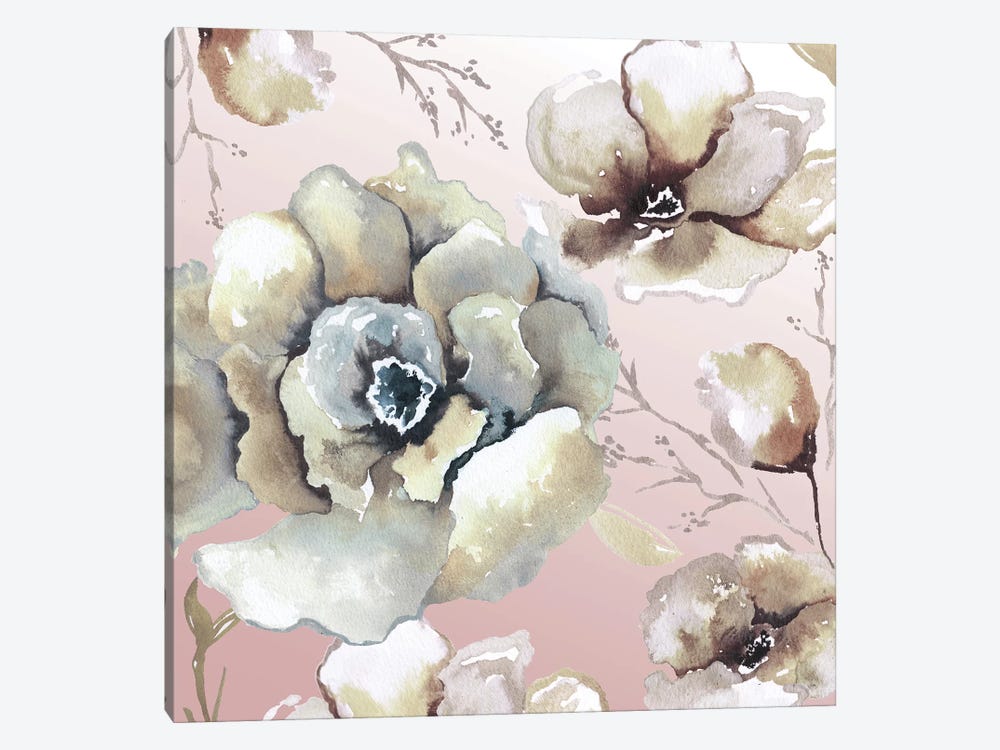 Neutral Flowers On Pink II by Elizabeth Medley 1-piece Art Print