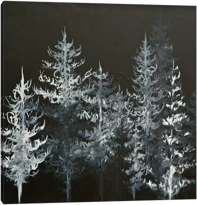 Black Trees Canvas Art Print - Minimalist Dining Room