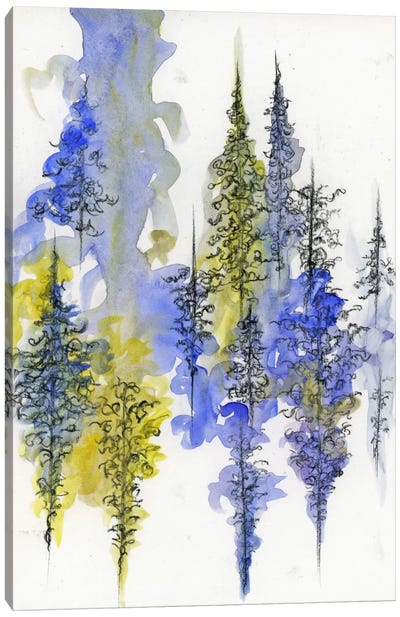 Charcoal Trees Three Canvas Art Print - Abstract Watercolor Art