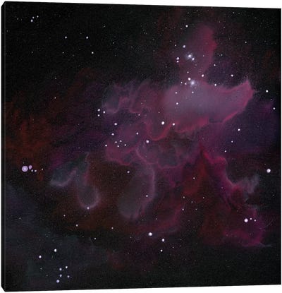 Nebula One Canvas Art Print - Black & Pink Art