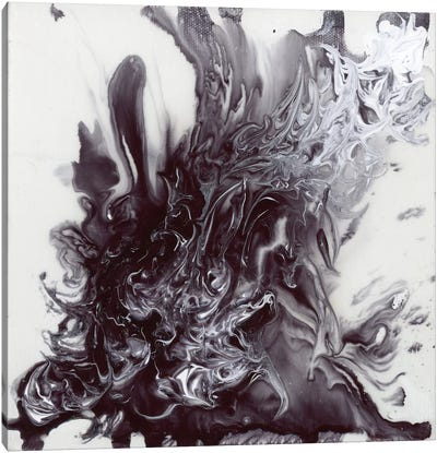 Pour Three Canvas Art Print - Black & White Abstract Art