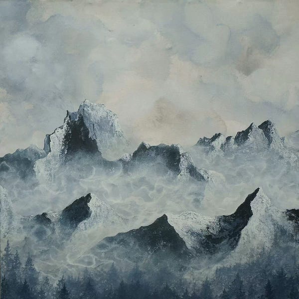 Black & White & Blue: Backyard Triptych Panel I by Emily Magone