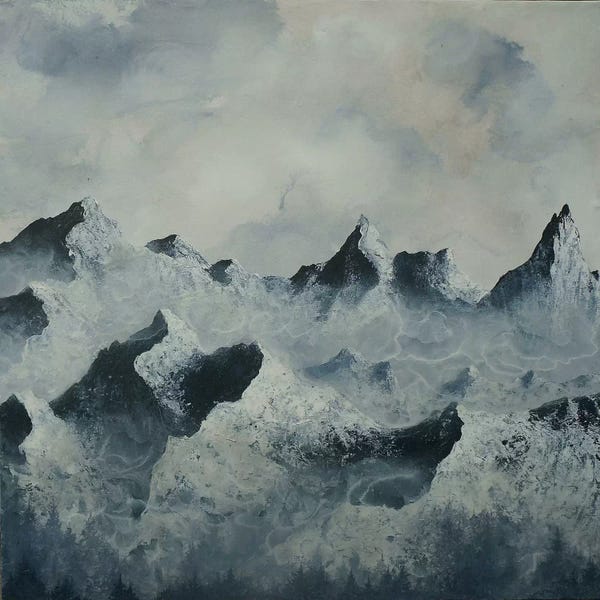 Black & White & Blue: Backyard Triptych Panel II by Emily Magone