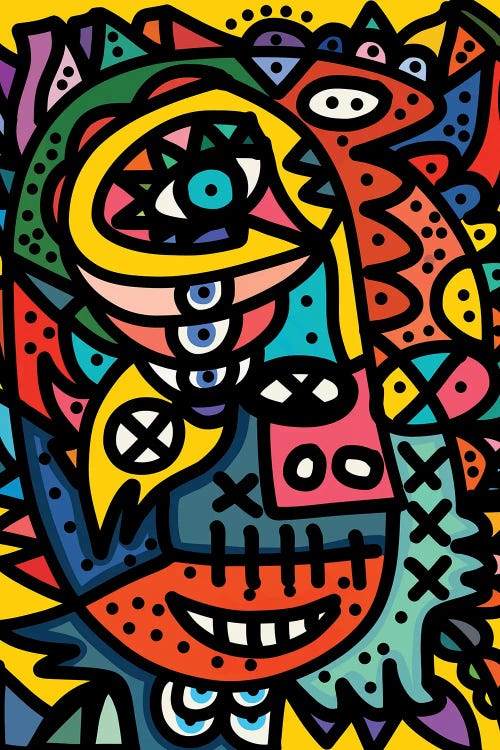 Smiling Graffiti Faces by Emmanuel Signorino wall art