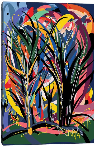 Magic Trees In The Night Canvas Art Print - Emmanuel Signorino
