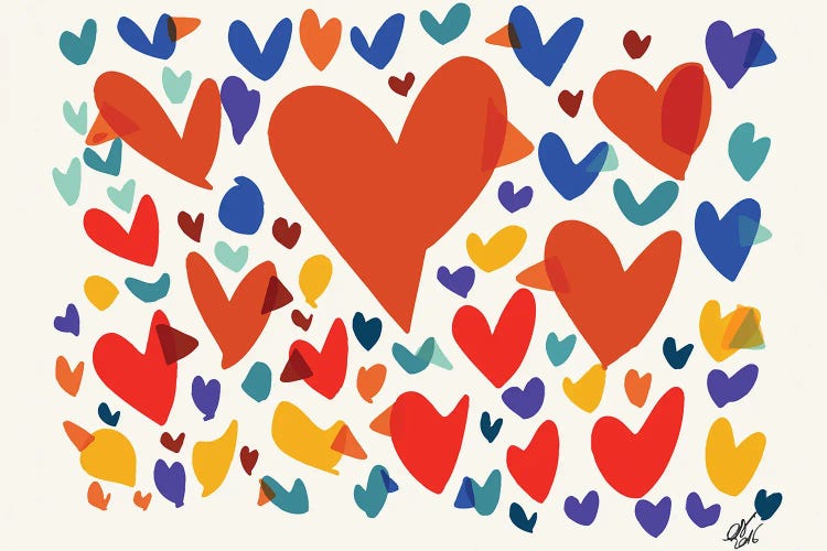 Hearts And Birds Of Love by Emmanuel Signorino wall art