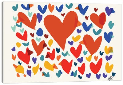 Hearts And Birds Of Love Canvas Art Print - Emmanuel Signorino