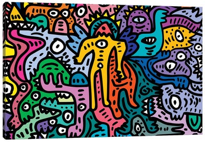 Graffiti Color Cool Monsters Canvas Art Print - 3-Piece Street Art