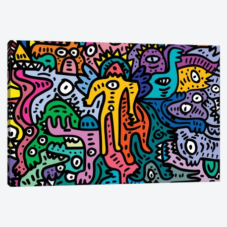 Graffiti Color Cool Monsters Canvas Print #EMM125} by Emmanuel Signorino Canvas Art
