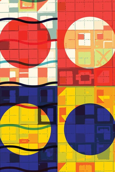 Four Circles Abstract by Emmanuel Signorino framed canvas print