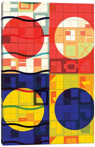 Four Circles Abstract Canvas Art Print - Artwork Similar to Wassily Kandinsky