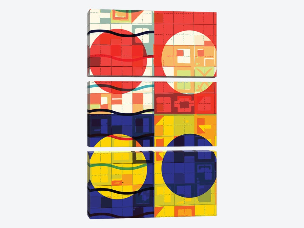 Four Circles Abstract by Emmanuel Signorino 3-piece Art Print