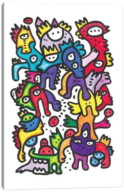 Felt Pen Cool Monsters Canvas Art Print - Emmanuel Signorino
