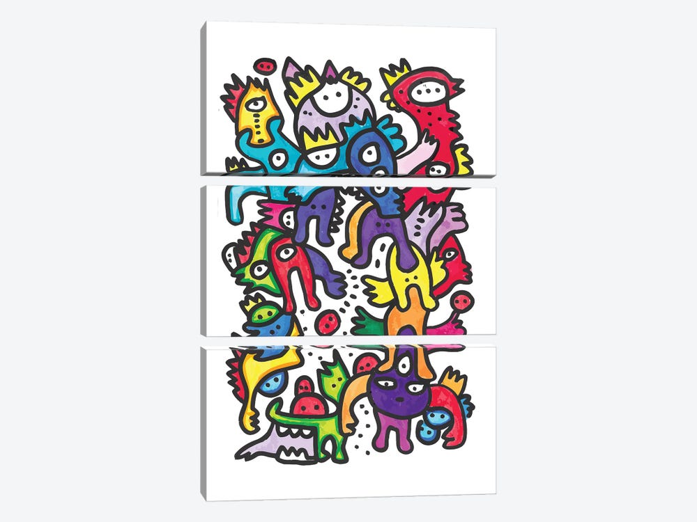 Felt Pen Cool Monsters by Emmanuel Signorino 3-piece Art Print