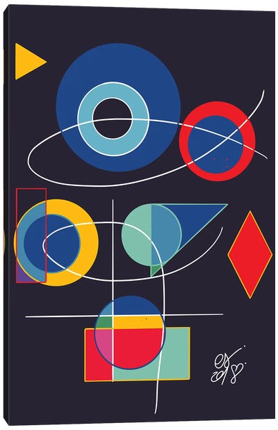 Joyful Abstract Geometric Canvas Art Print - Artwork Similar to Wassily Kandinsky