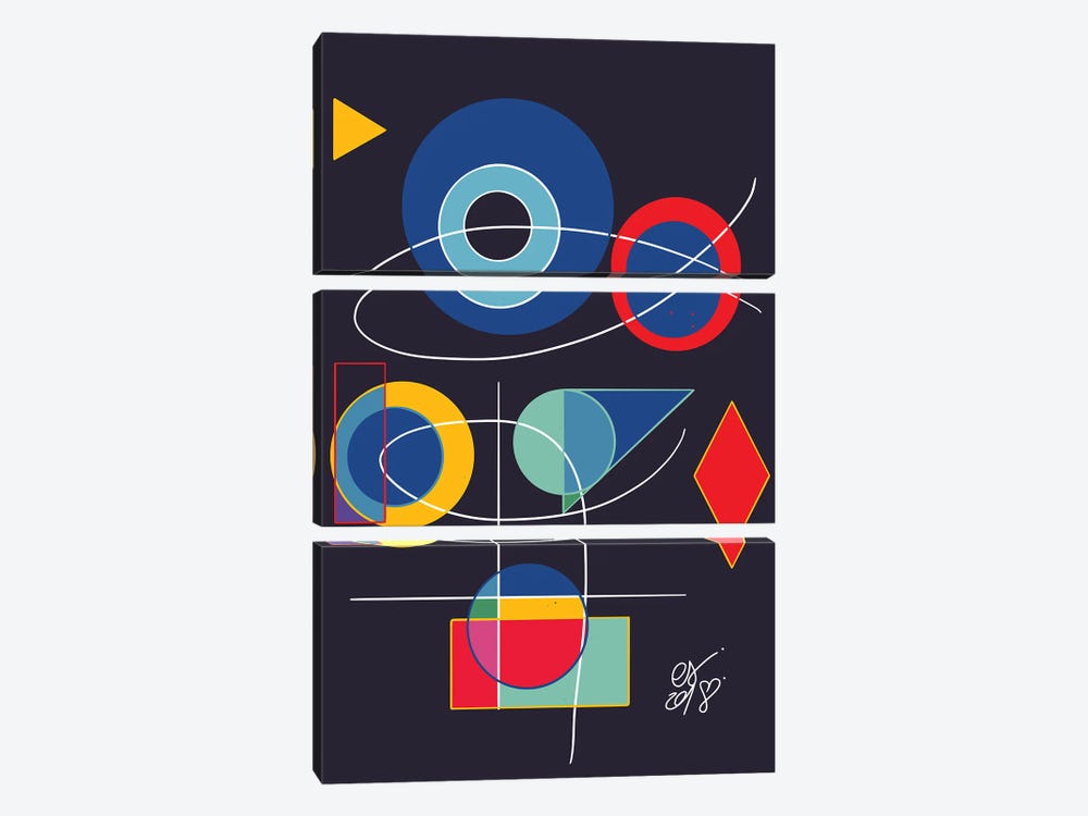Joyful Abstract Geometric by Emmanuel Signorino 3-piece Canvas Print