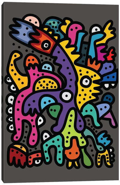 Cool Monsters Are Having Fun Canvas Art Print - Emmanuel Signorino