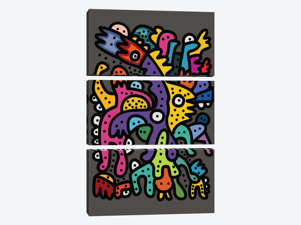 Cool Monsters Are Having Fun by Emmanuel Signorino 3-piece Canvas Print