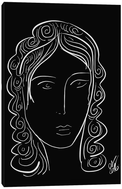 Black And White Minimal Portrait Of A Woman Canvas Art Print - Emmanuel Signorino