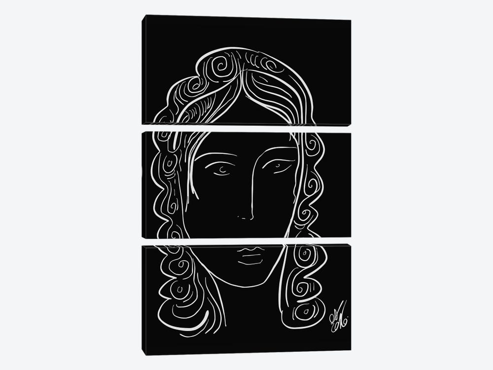 Black And White Minimal Portrait Of A Woman by Emmanuel Signorino 3-piece Canvas Print
