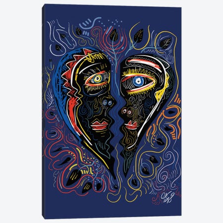 Black Masks Of Love In The Night Canvas Print #EMM14} by Emmanuel Signorino Canvas Art Print