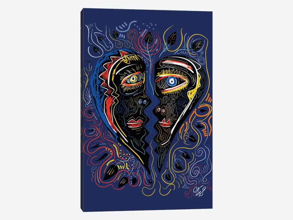 Black Masks Of Love In The Night 1-piece Canvas Art Print
