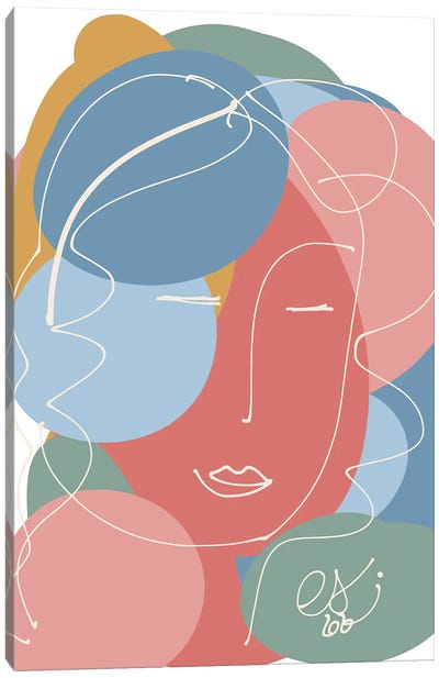 Pastel Abstract Portrait Of A Woman Canvas Art Print - Emmanuel Signorino