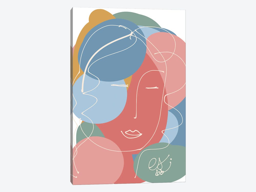 Pastel Abstract Portrait Of A Woman by Emmanuel Signorino 1-piece Canvas Wall Art