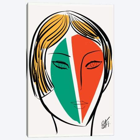 Green Orange Girl Canvas Print #EMM154} by Emmanuel Signorino Canvas Print